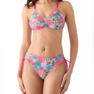 CUPSHE floral  Ladder Back Bikini Top  Island Tropical size M NWT